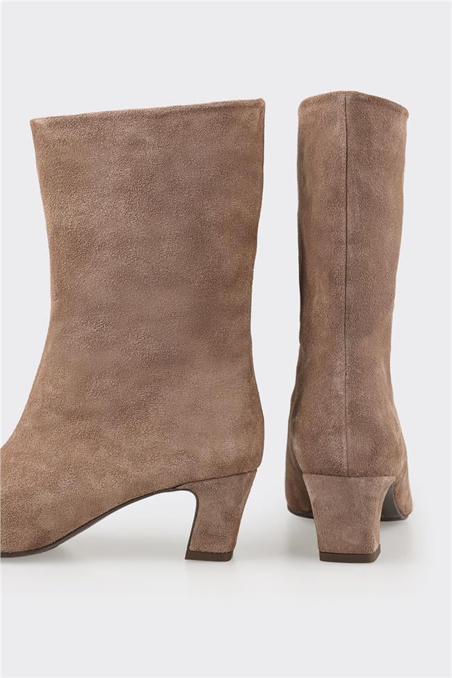 Vizon Deri Kadın Klasik Bot