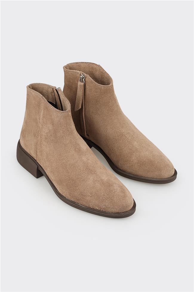 Vizon Deri Kadın Klasik Bot