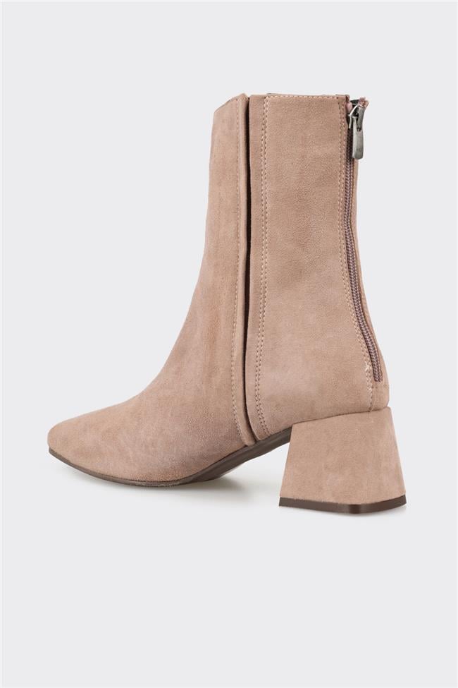 Vizon Deri Kadın Klasik Bot