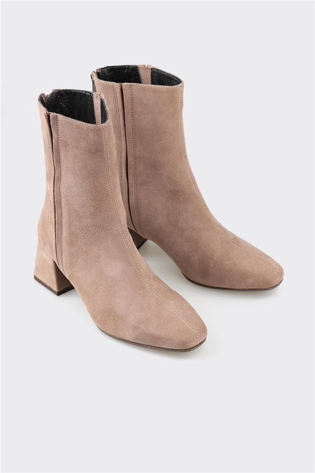 Vizon Deri Kadın Klasik Bot