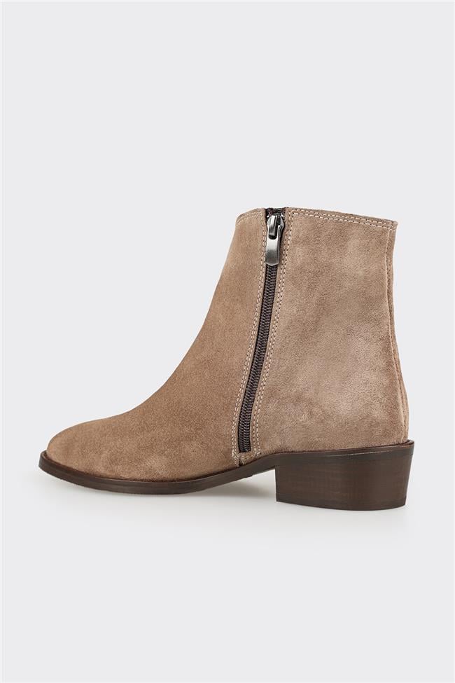 Vizon Deri Kadın Klasik Bot