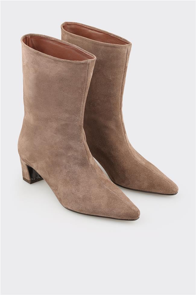 Vizon Deri Kadın Klasik Bot