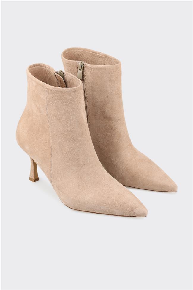 Vizon Deri Kadın Klasik Bot