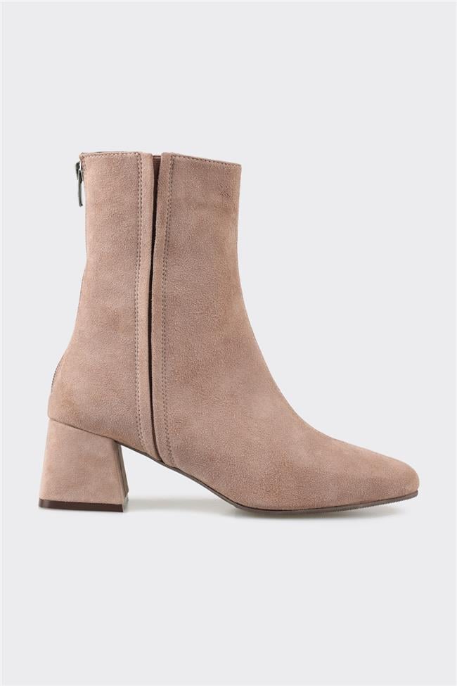 Vizon Deri Kadın Klasik Bot