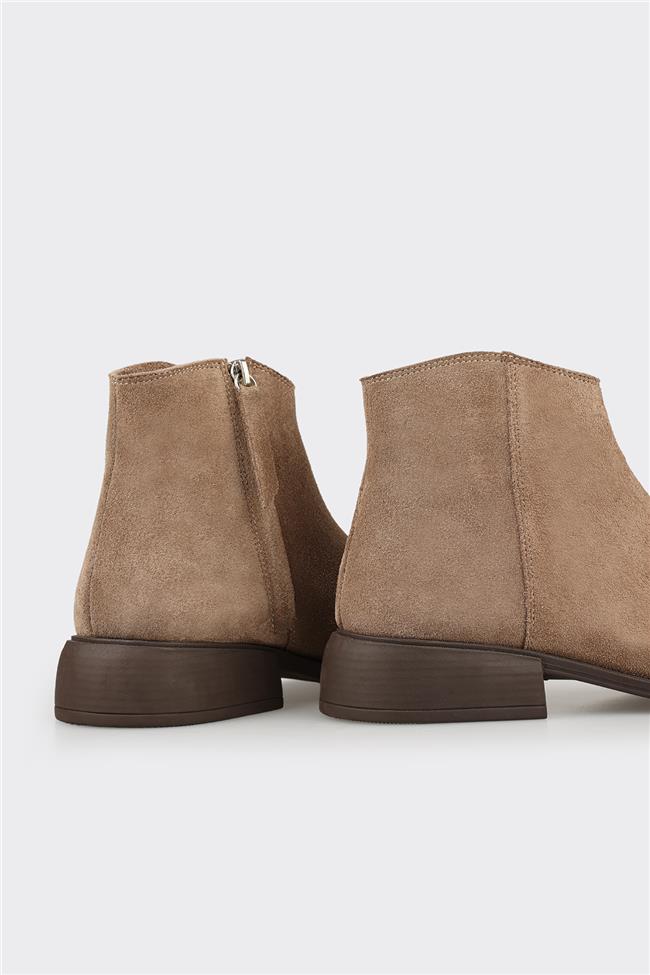 Vizon Deri Kadın Klasik Bot