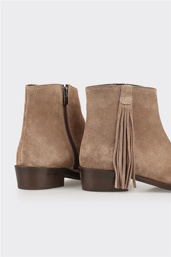 Vizon Deri Kadın Klasik Bot