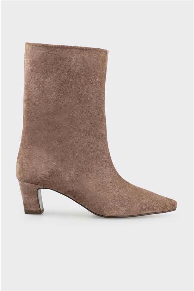 Vizon Deri Kadın Klasik Bot