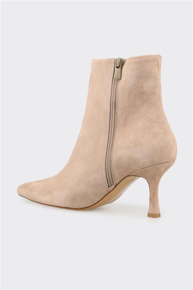 Vizon Deri Kadın Klasik Bot