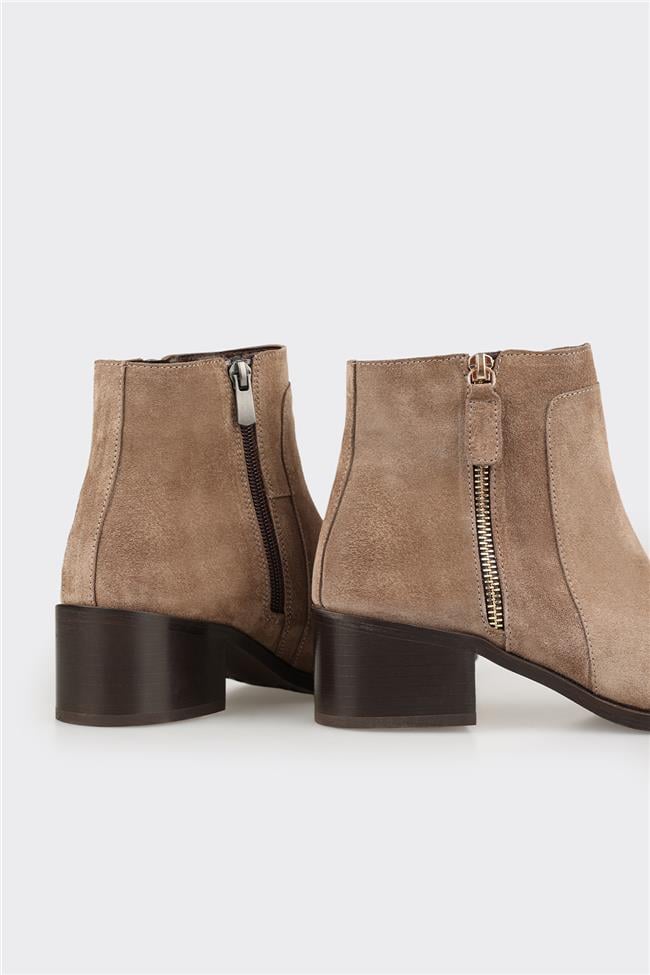 Vizon Deri Kadın Klasik Bot