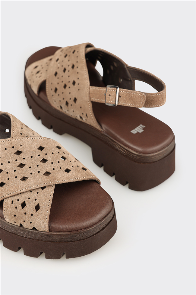 Vizon Deri Kadın Sandalet