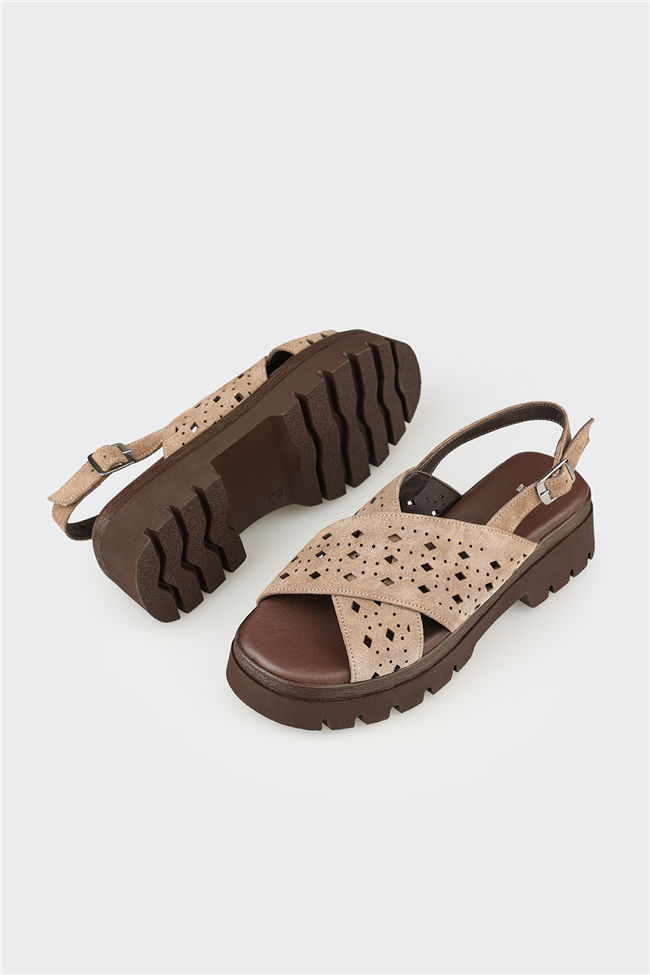 Vizon Deri Kadın Sandalet