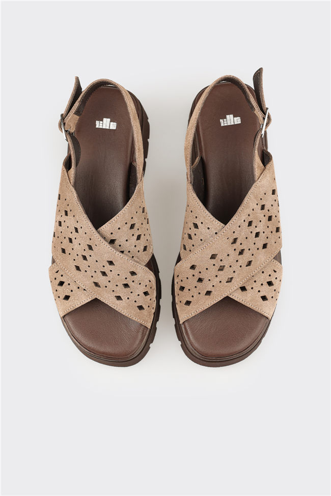 Vizon Deri Kadın Sandalet