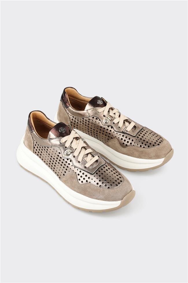 Vizon Deri Kadın Spor Ayakkabı