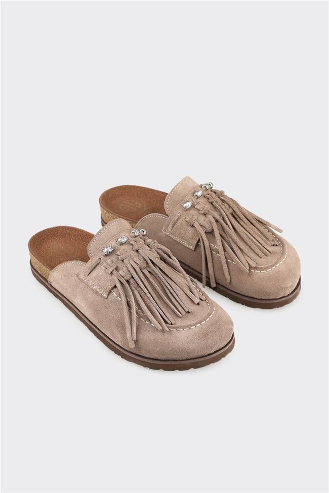 Vizon Deri Kadın Terlik