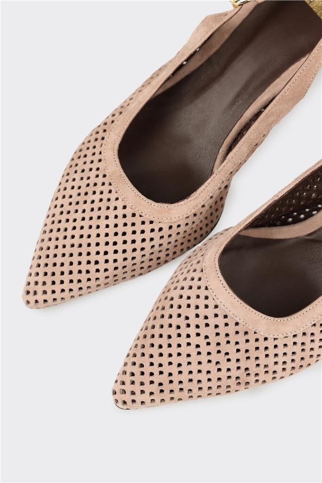 Vizon Deri Kadın Topuklu Ayakkabı