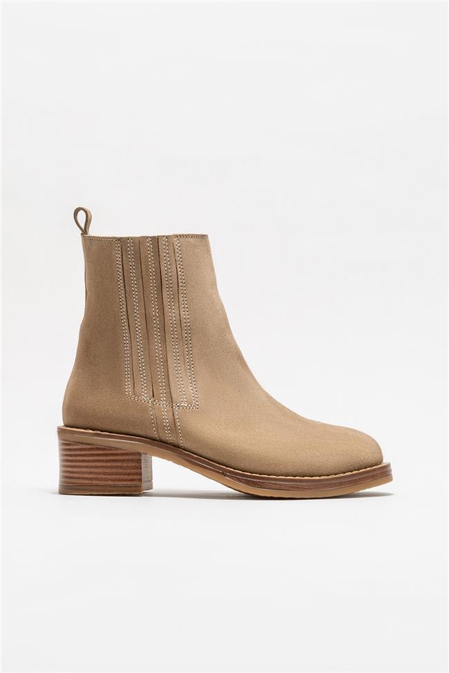 Vizon Deri Kadın Topuklu Bot