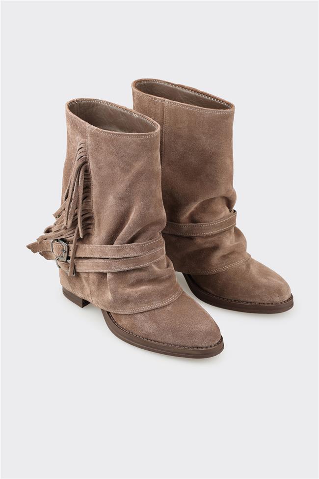 Vizon Deri Kadın Western Bot