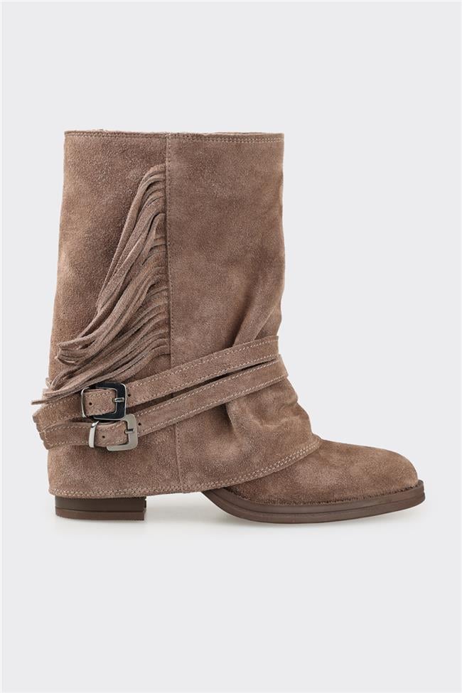 Vizon Deri Kadın Western Bot