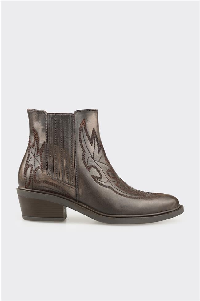 Vizon Deri Kadın Western Bot