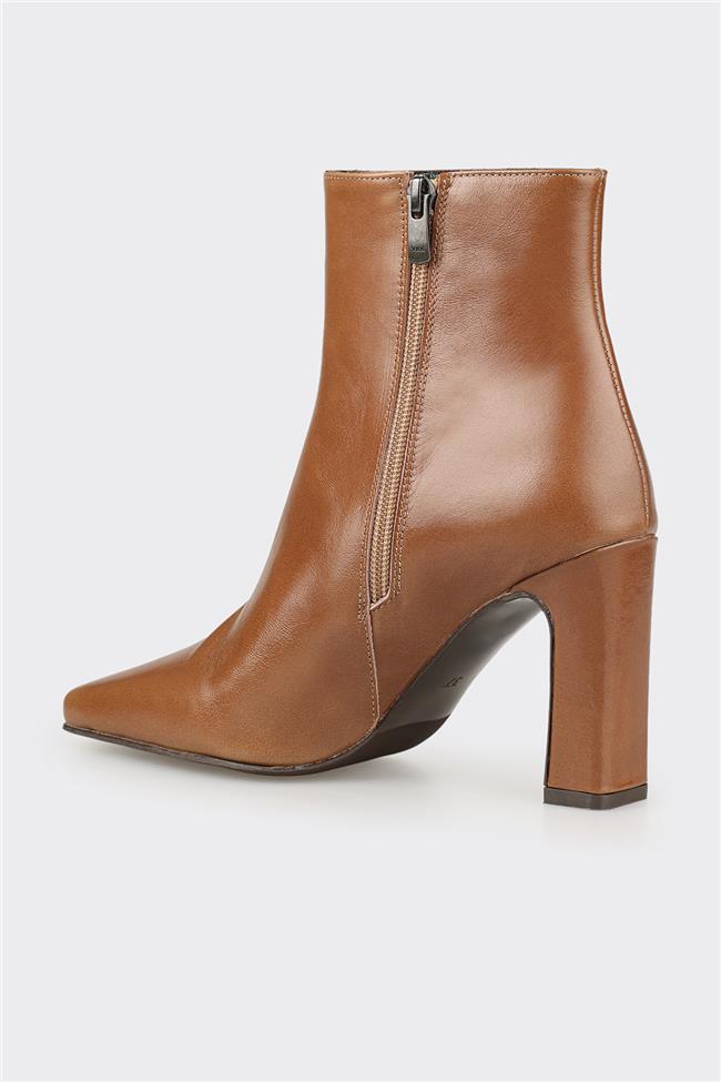 Vizon Deri Kadın Yüksek Topuk Bot