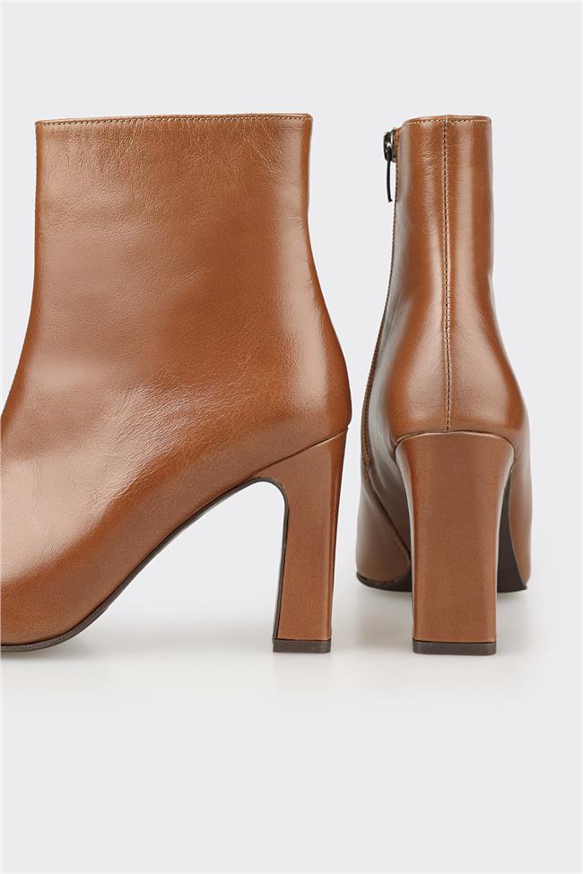 Vizon Deri Kadın Yüksek Topuk Bot