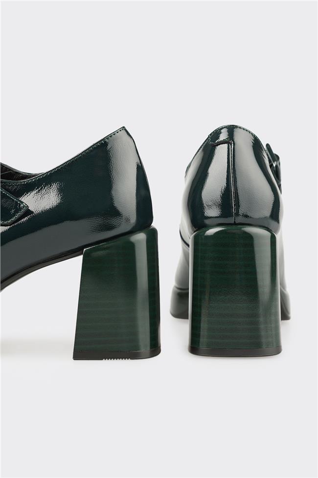 Yeşil Deri Kadın Ayakkabı