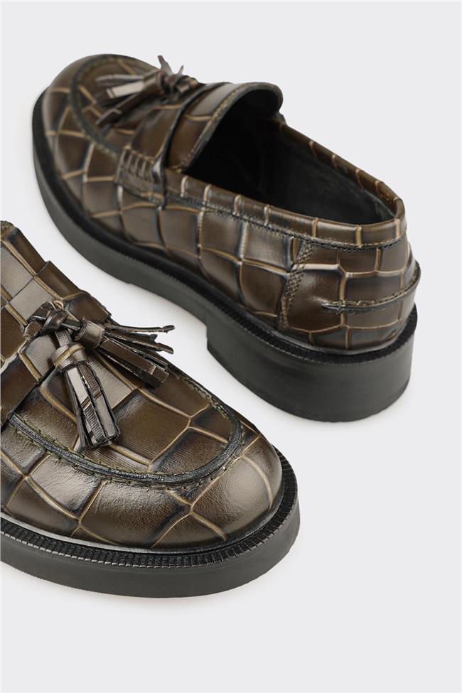 Yeşil Deri Kadın Günlük Ayakkabı