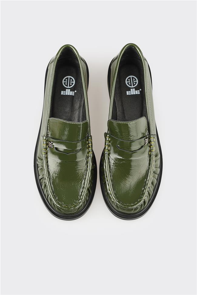 Yeşil Deri Kadın Günlük Ayakkabı