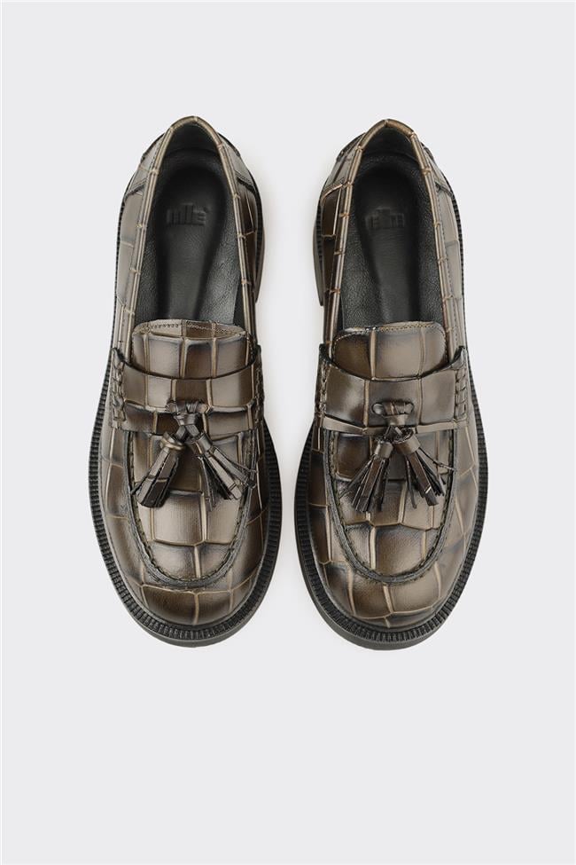 Yeşil Deri Kadın Günlük Ayakkabı