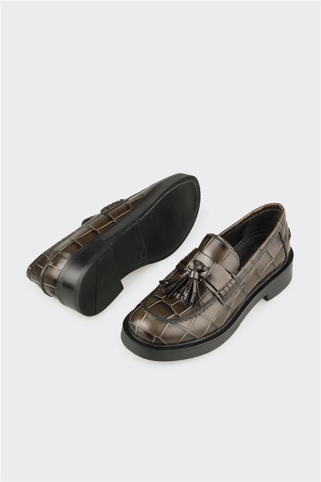 Yeşil Deri Kadın Günlük Ayakkabı