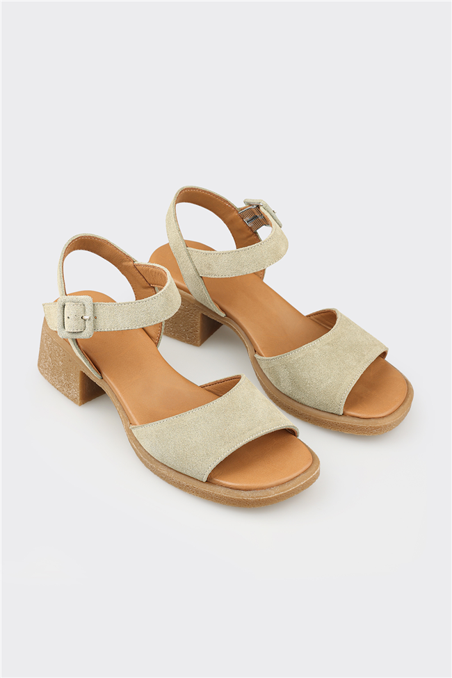 Yeşil Deri Kadın Sandalet