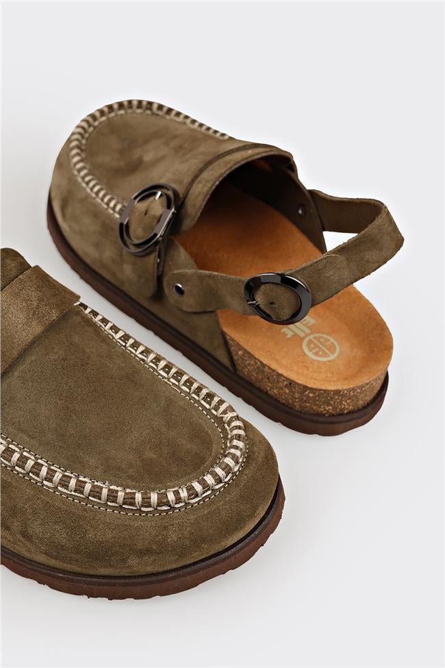 Yeşil Deri Kadın Terlik