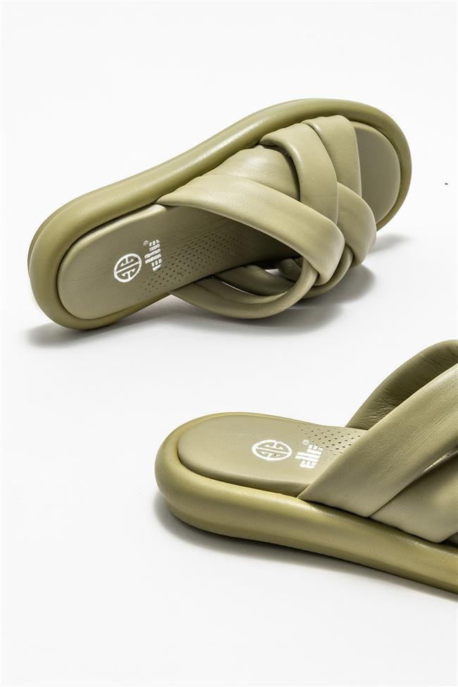 Yeşil Deri Kadın Terlik