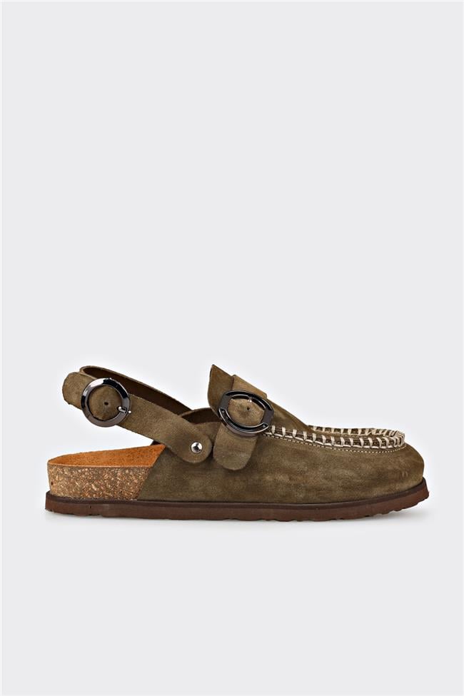 Yeşil Deri Kadın Terlik