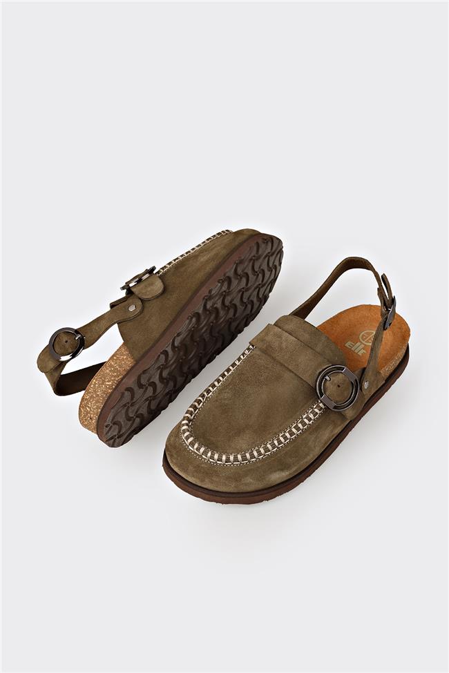 Yeşil Deri Kadın Terlik