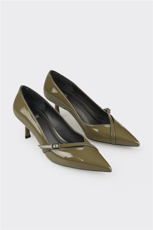 Yeşil Kadın Orta Topuk Ayakkabı