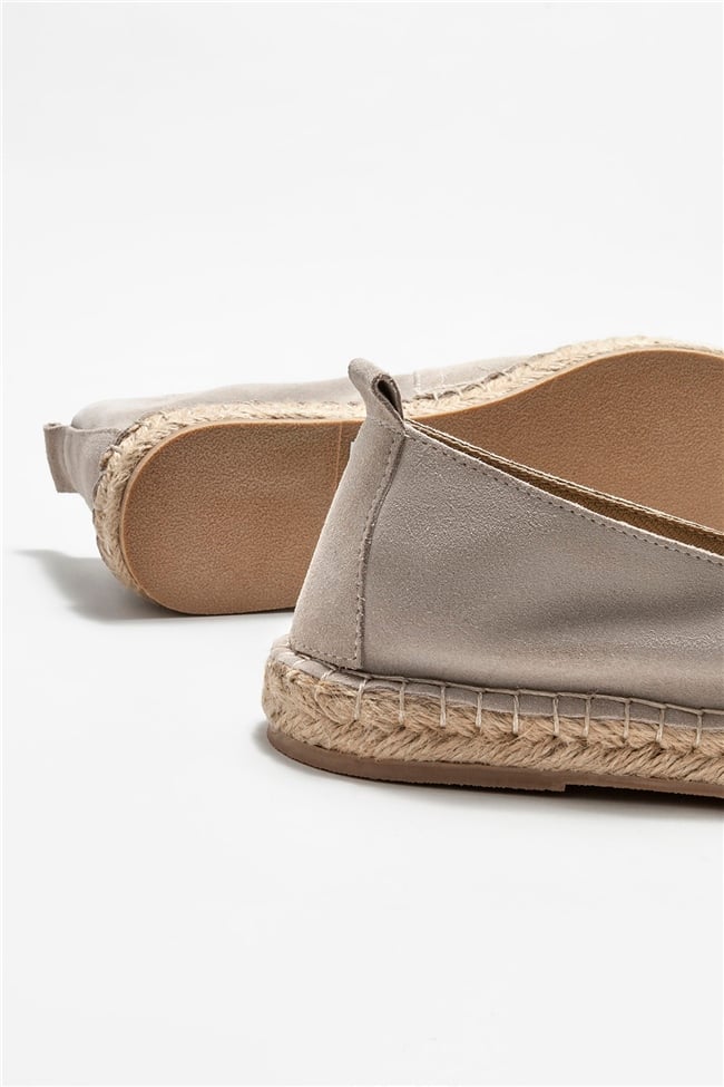 Bej Deri Erkek Espadril