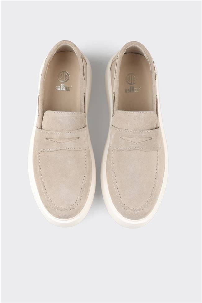 Bej Deri Erkek Günlük Loafer