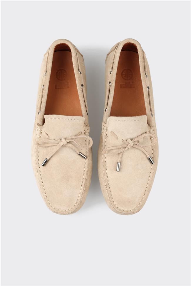 Bej Deri Erkek Loafer