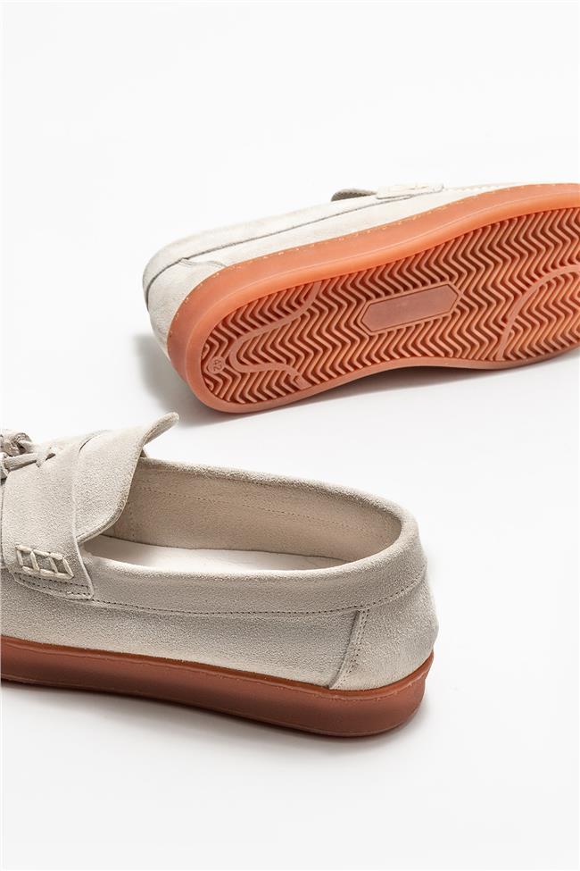 Bej Deri Erkek Loafer