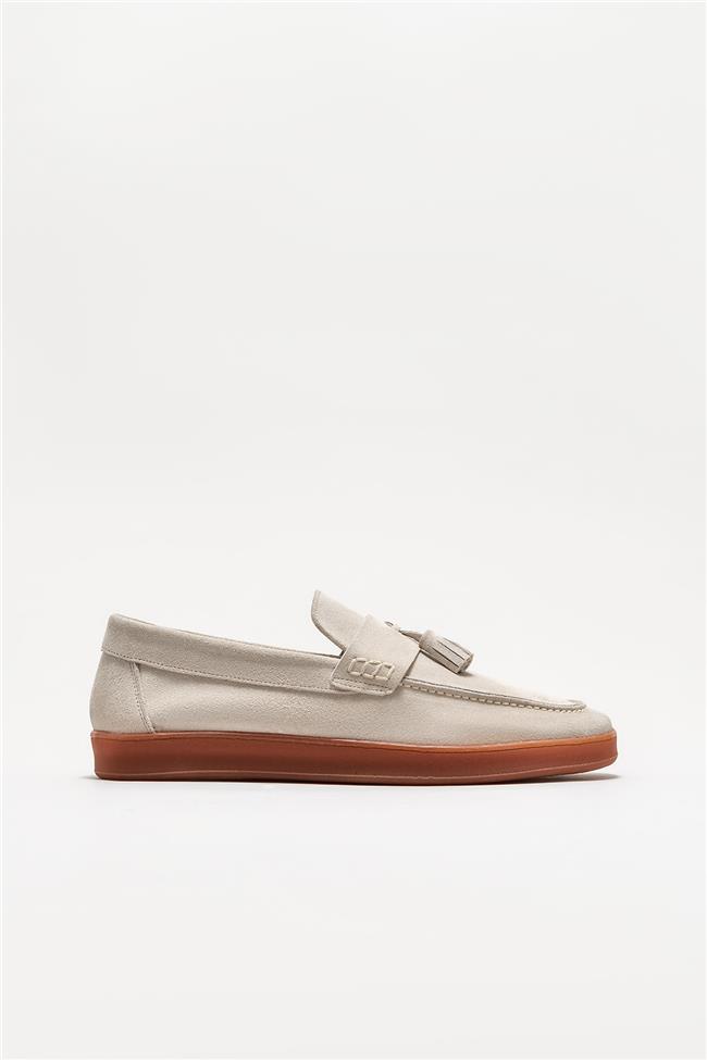 Bej Deri Erkek Loafer
