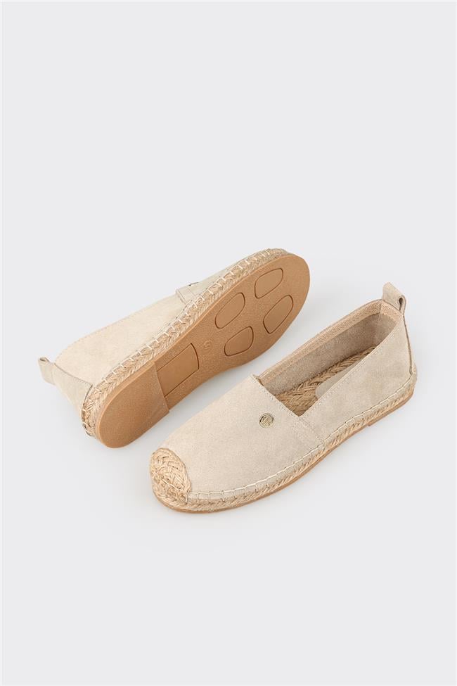 Bej Deri Kadın Espadril