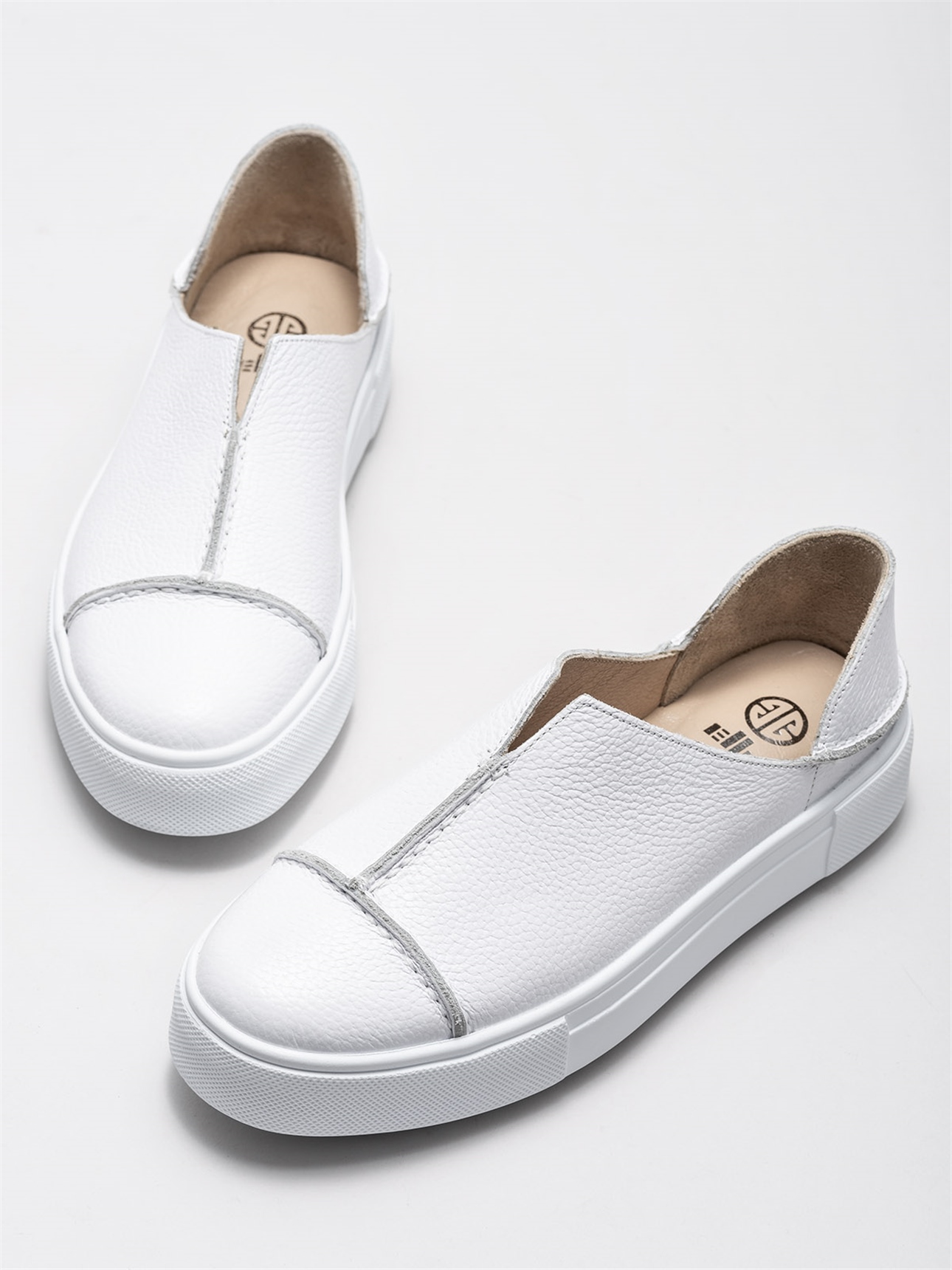 Beyaz Deri Kadın Günlük Düz Ayakkabı Satın Al! CARINA-2-02 Fiyatı | Elle  Shoes