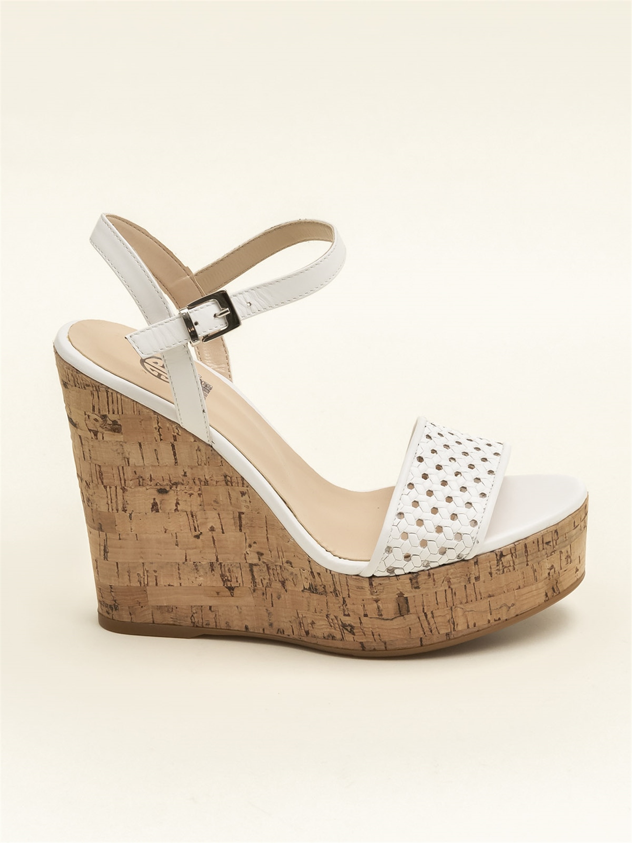 Beyaz Naturel Kadın Dolgu Topuk Sandalet Satın Al! LETHA-02 Fiyatı | Elle  Shoes