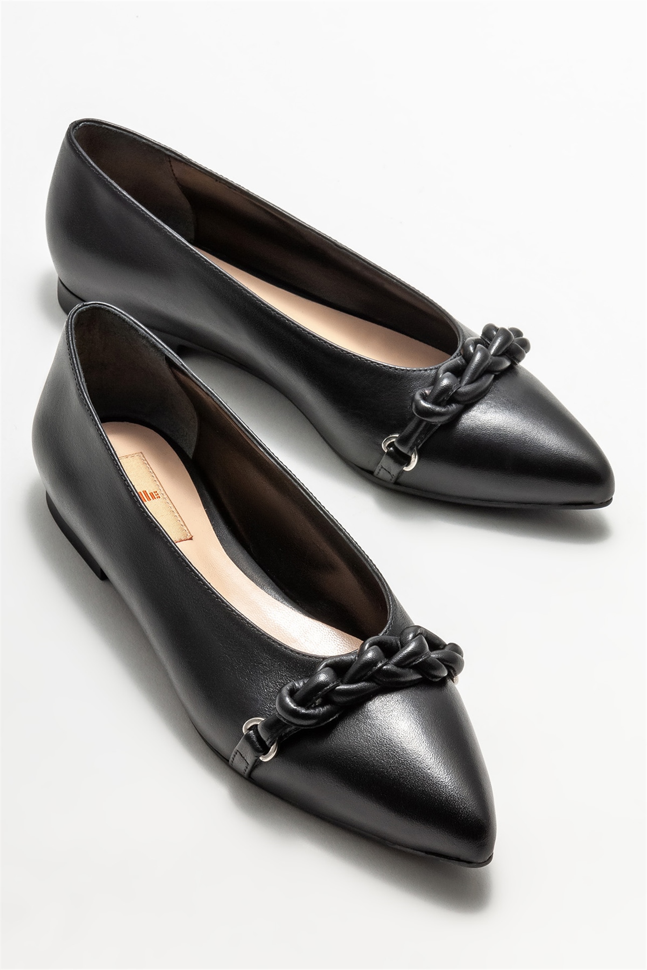 Siyah Deri Kadın Babet Satın Al! NOLA-01 Fiyatı | Elle Shoes