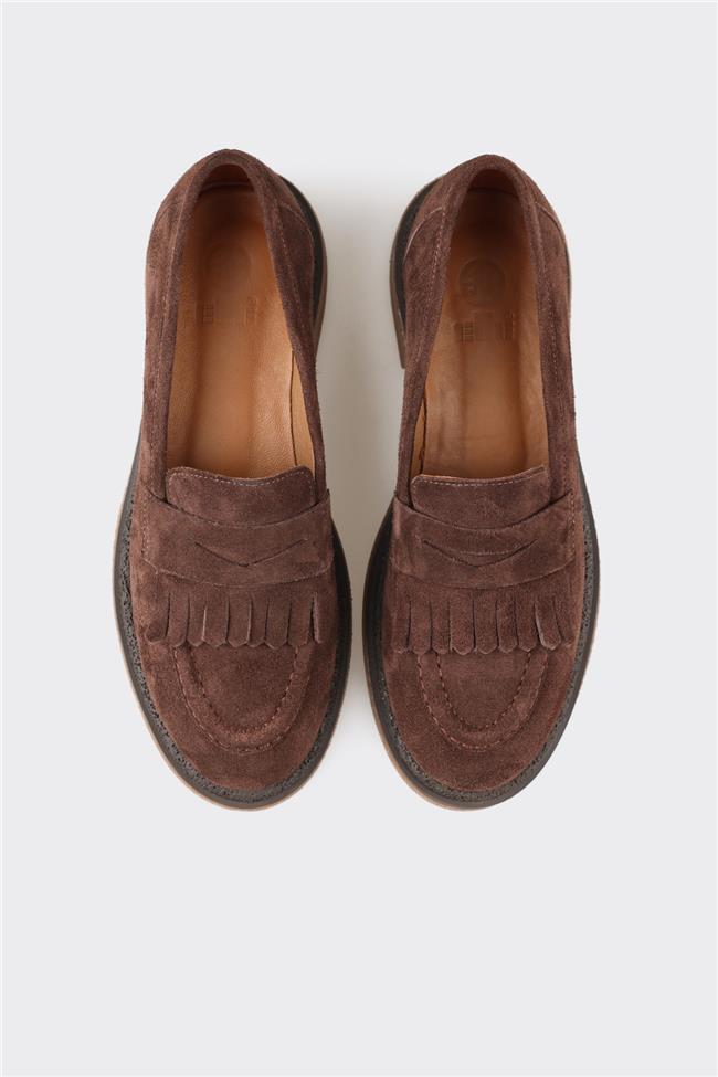 Kahve Deri Kadın Loafer