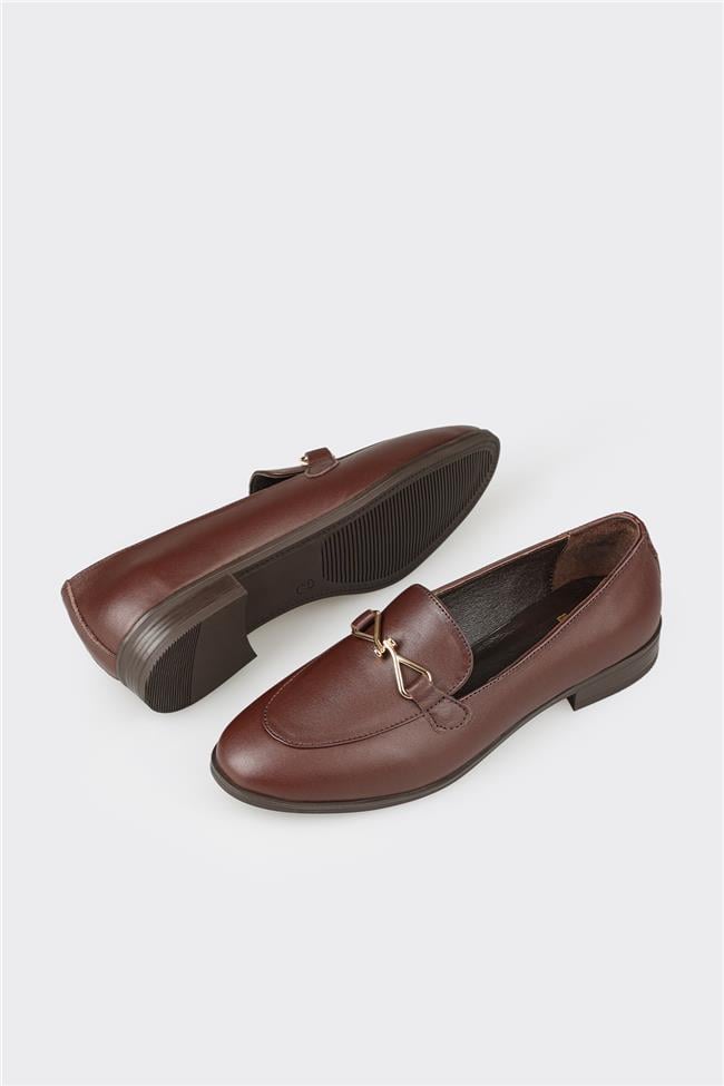 Kahve Deri Kadın Loafer