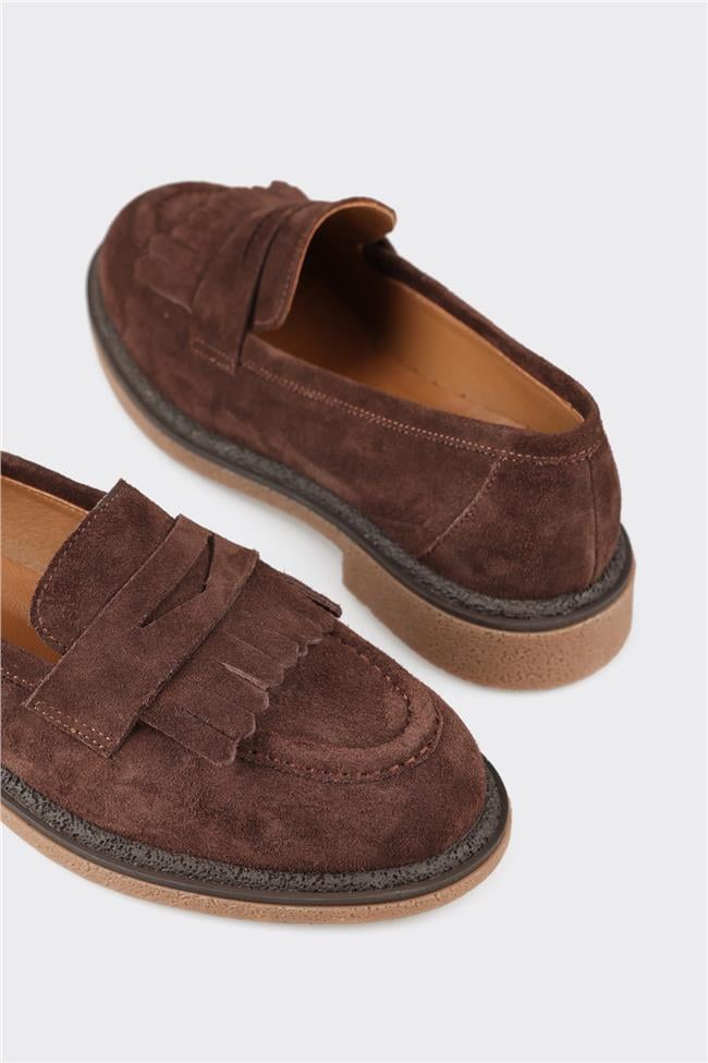 Kahve Deri Kadın Loafer