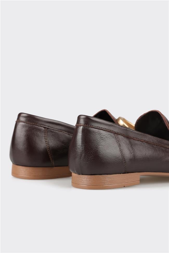 Kahve Deri Kadın Loafer