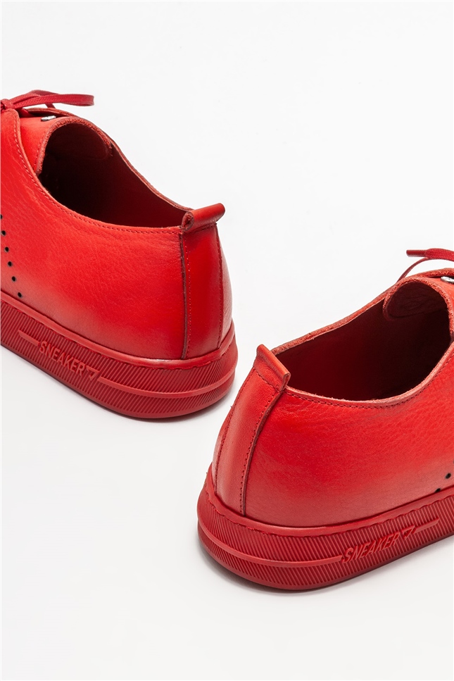 Kırmızı Deri Erkek Spor Ayakkabı